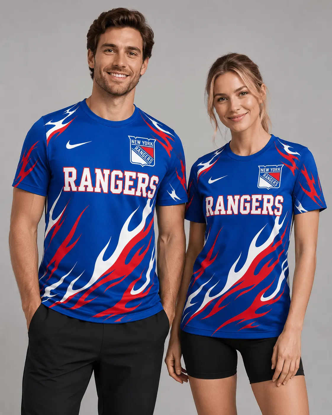 New York Rangers | Premium NHL Flame Graphic Game Day Fan T-Shirt NDN - Image 2