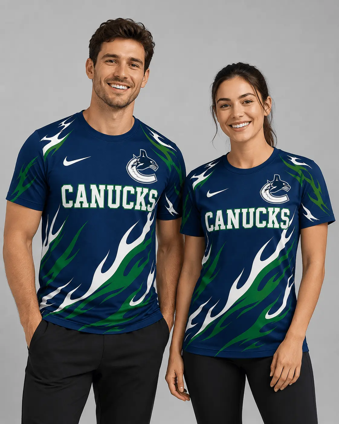 Vancouver Canucks | Premium NHL Flame Graphic Game Day Fan T-Shirt NDN - Image 2