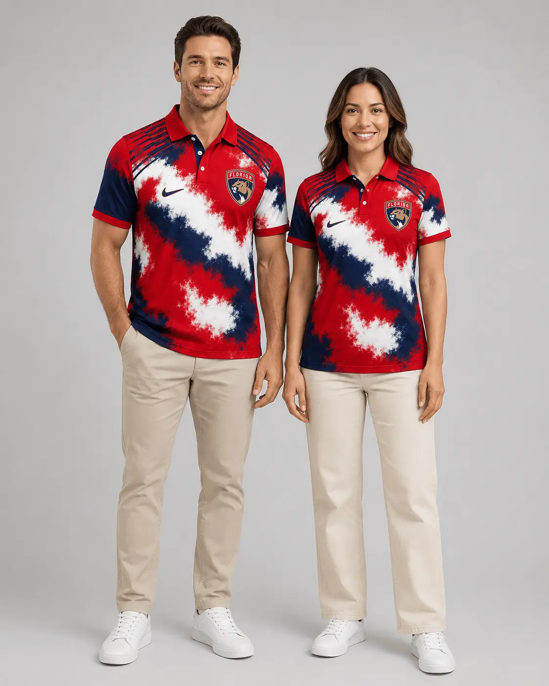Florida Panthers | Premium NHL Retro Grunge Hockey Polo Shirt NDN - Image 2