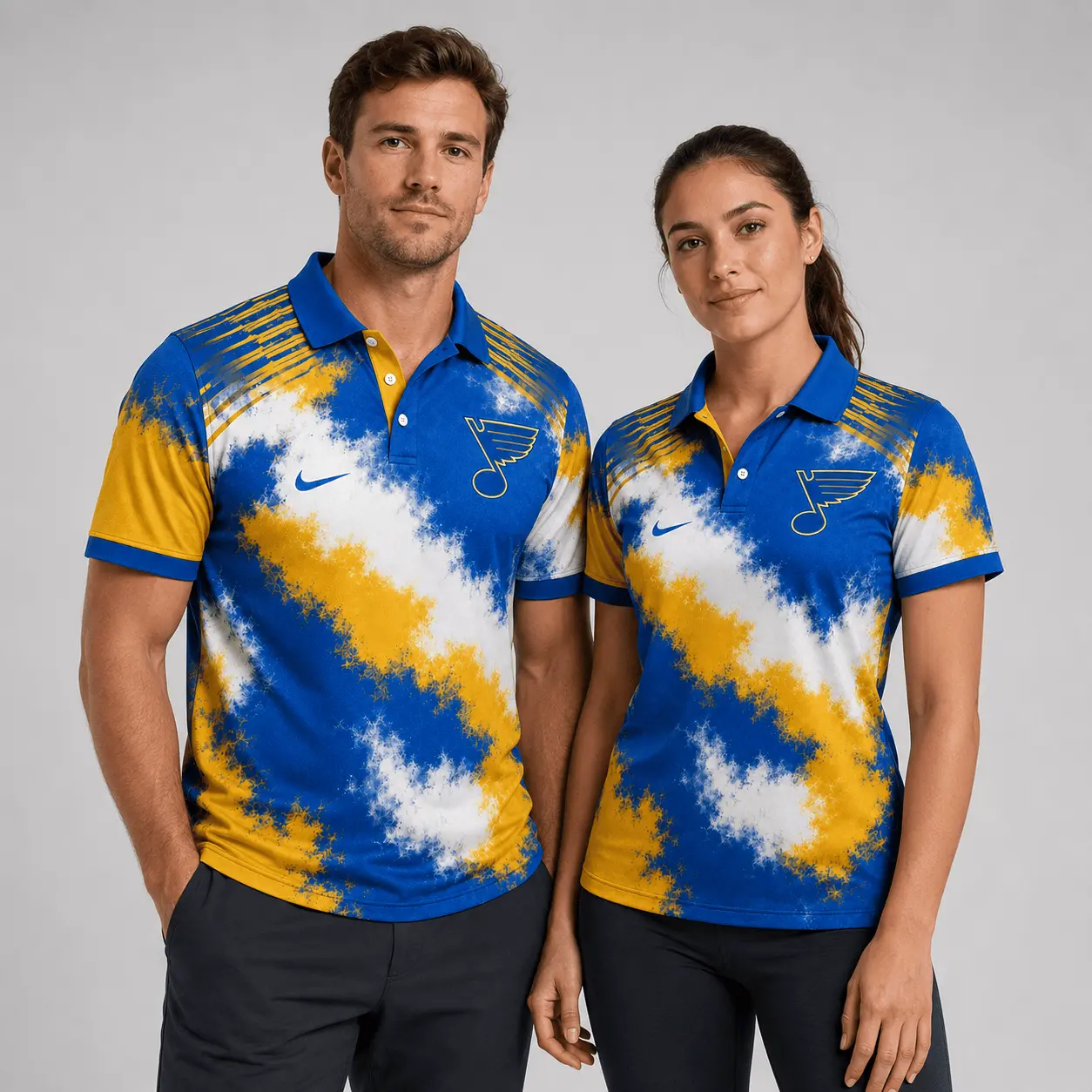 St. Louis Blues | Premium NHL Retro Grunge Hockey Polo Shirt NDN - Image 2