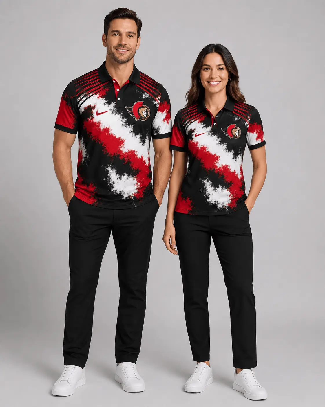 Ottawa Senators | Premium NHL Retro Grunge Hockey Polo Shirt NDN - Image 2
