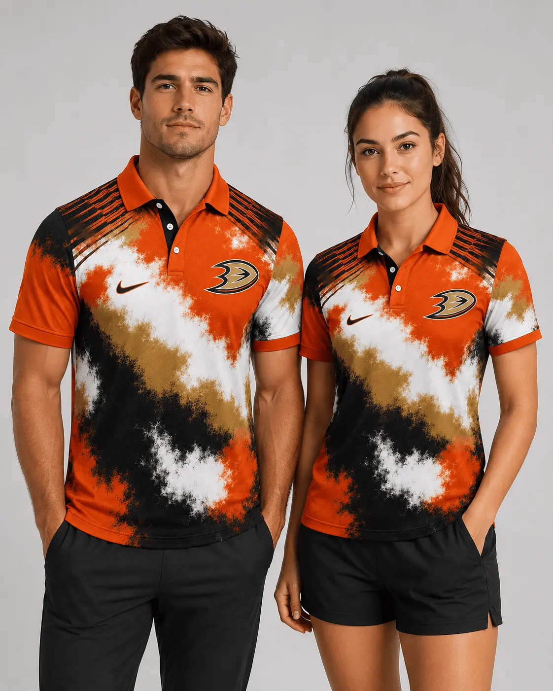 Anaheim Ducks | Premium NHL Retro Grunge Hockey Polo Shirt NDN - Image 2