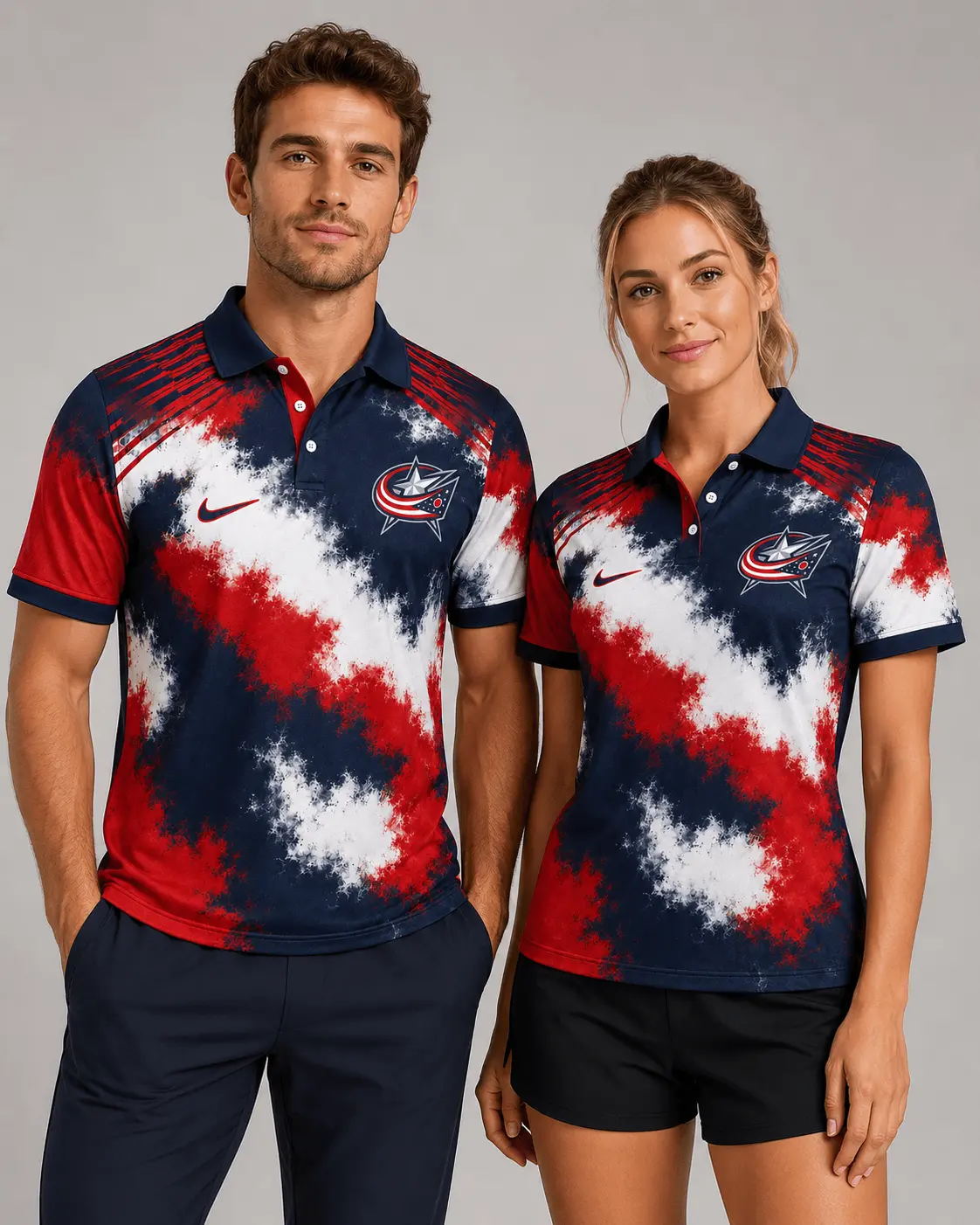 Columbus Blue Jackets | Premium NHL Retro Grunge Hockey Polo Shirt NDN - Image 2