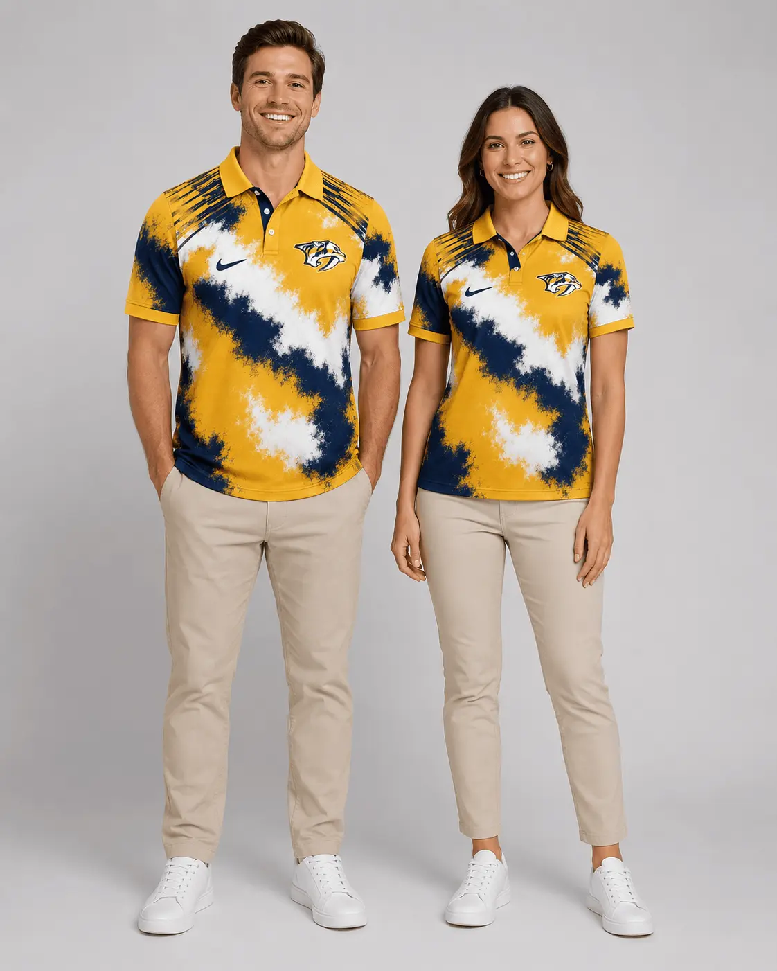 Nashville Predators | Premium NHL Retro Grunge Hockey Polo Shirt NDN - Image 2