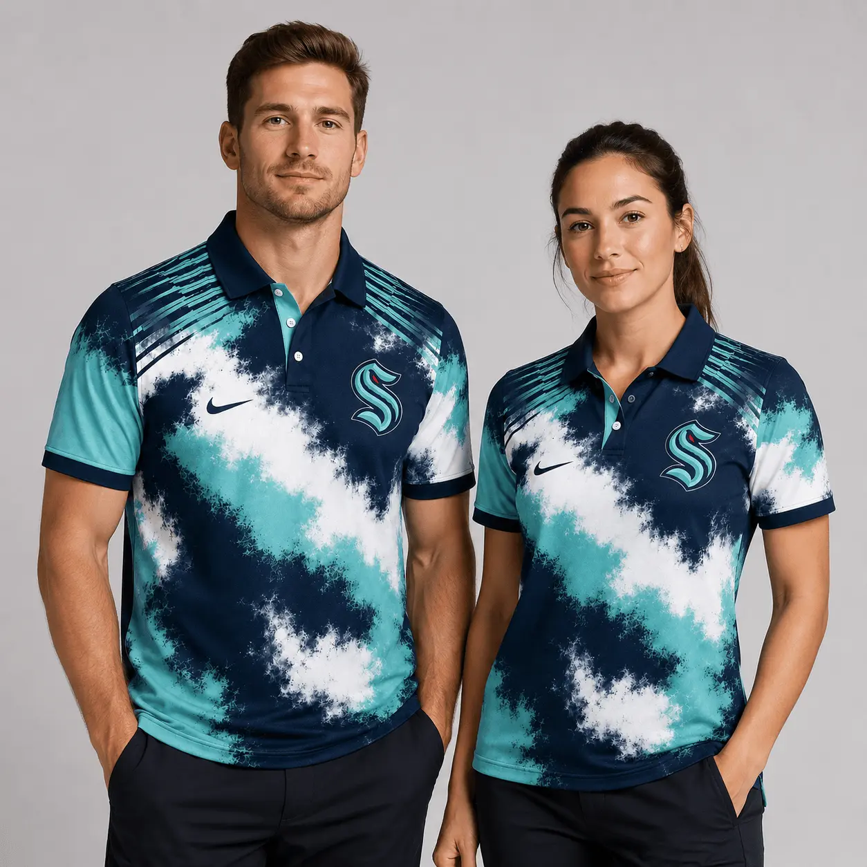 Seattle Kraken | Premium NHL Retro Grunge Hockey Polo Shirt NDN - Image 2