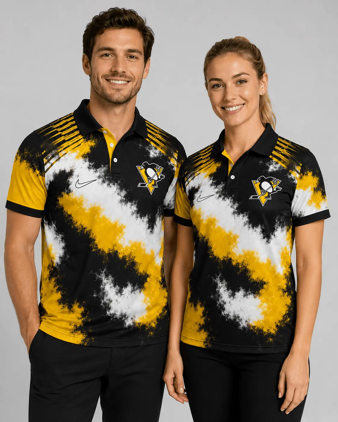 Pittsburgh Penguins | Premium NHL Retro Grunge Hockey Polo Shirt NDN - Image 2