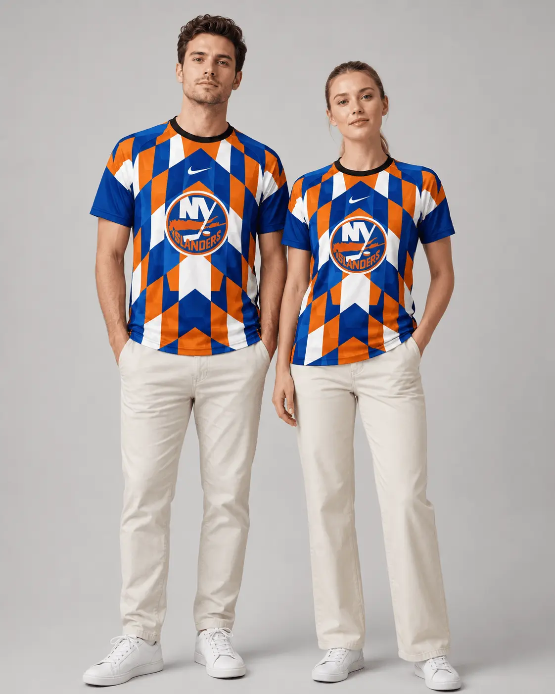 New York Islanders | Premium NHL Vintage Diamond Grid Hockey T-Shirt NDN - Image 2