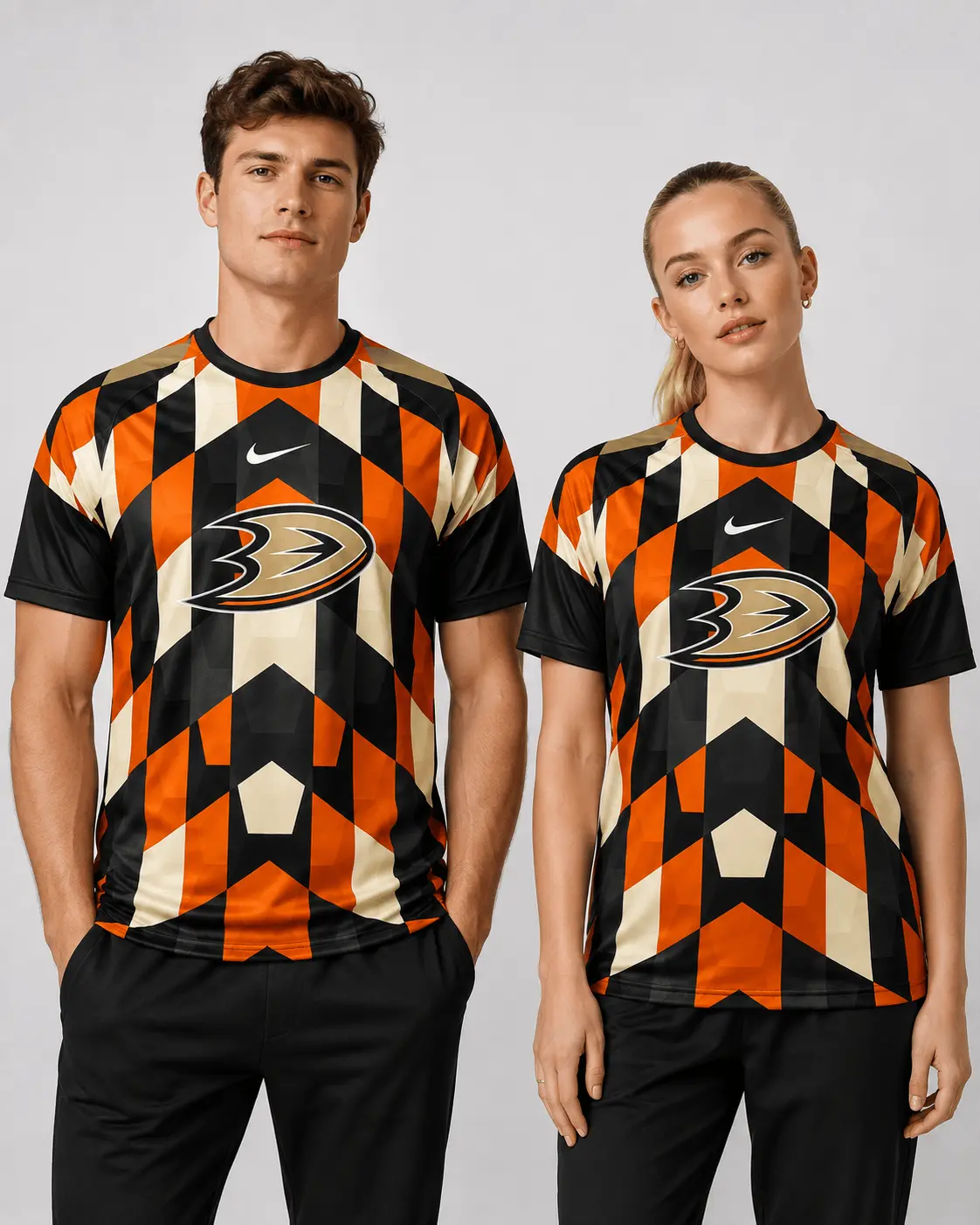 Anaheim Ducks | Premium NHL Vintage Diamond Grid Hockey T-Shirt NDN - Image 2