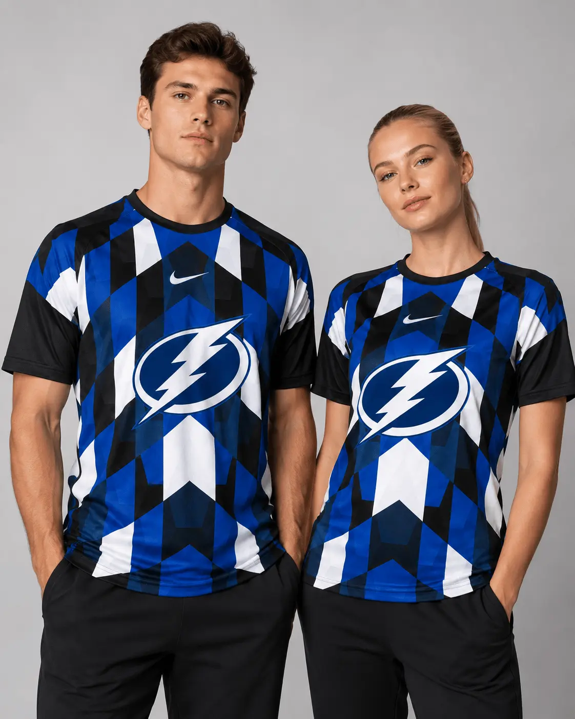 Tampa Bay Lightning | Premium NHL Vintage Diamond Grid Hockey T-Shirt NDN - Image 2