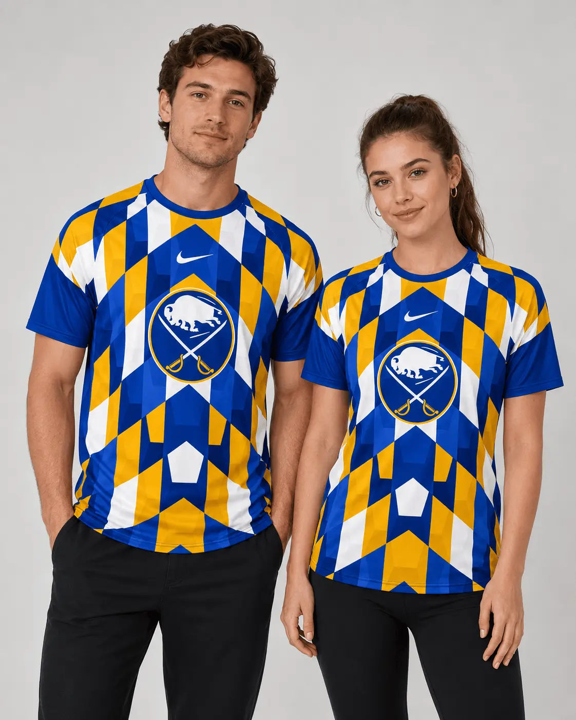Buffalo Sabres | Premium NHL Vintage Diamond Grid Hockey T-Shirt NDN - Image 2