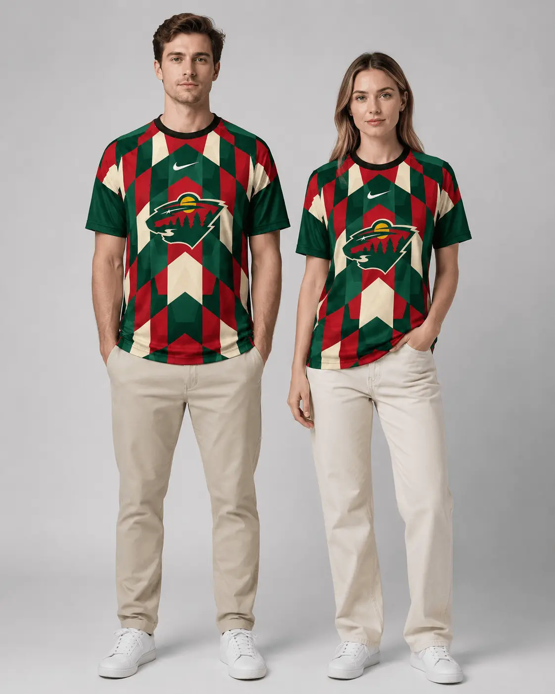 Minnesota Wild | Premium NHL Vintage Diamond Grid Hockey T-Shirt NDN - Image 2