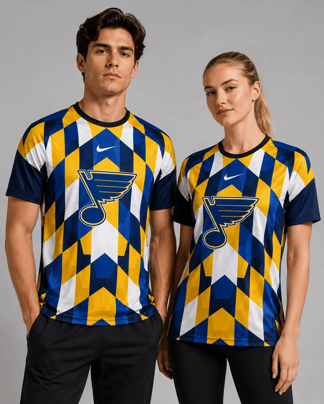 St. Louis Blues | Premium NHL Vintage Diamond Grid Hockey T-Shirt NDN - Image 2