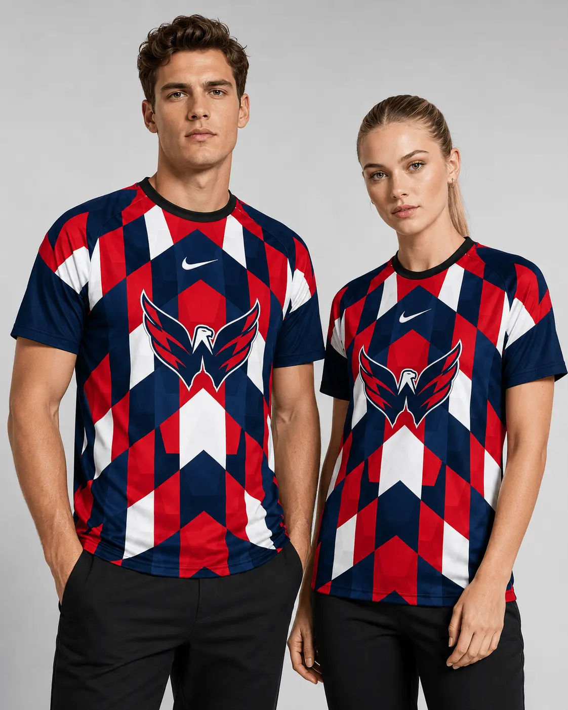 Washington Capitals | Premium NHL Vintage Diamond Grid Hockey T-Shirt NDN - Image 2