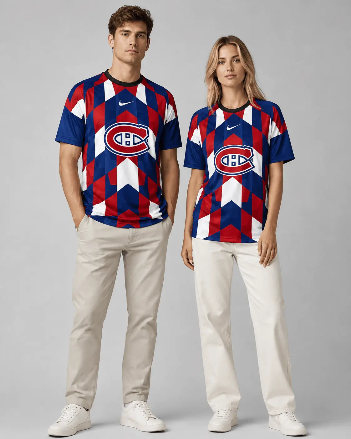 Montreal Canadiens | Premium NHL Vintage Diamond Grid Hockey T-Shirt NDN - Image 2