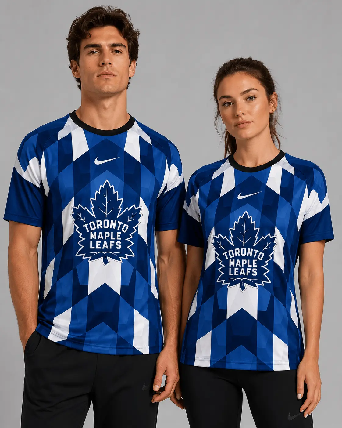 Toronto Maple Leafs | Premium NHL Vintage Diamond Grid Hockey T-Shirt NDN - Image 2