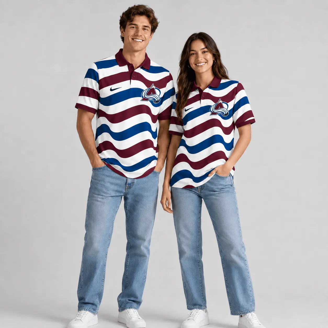 Colorado Avalanche | Premium NHL Retro Wavy Stripe Short Sleeve Polo Shirt NDN - Image 2