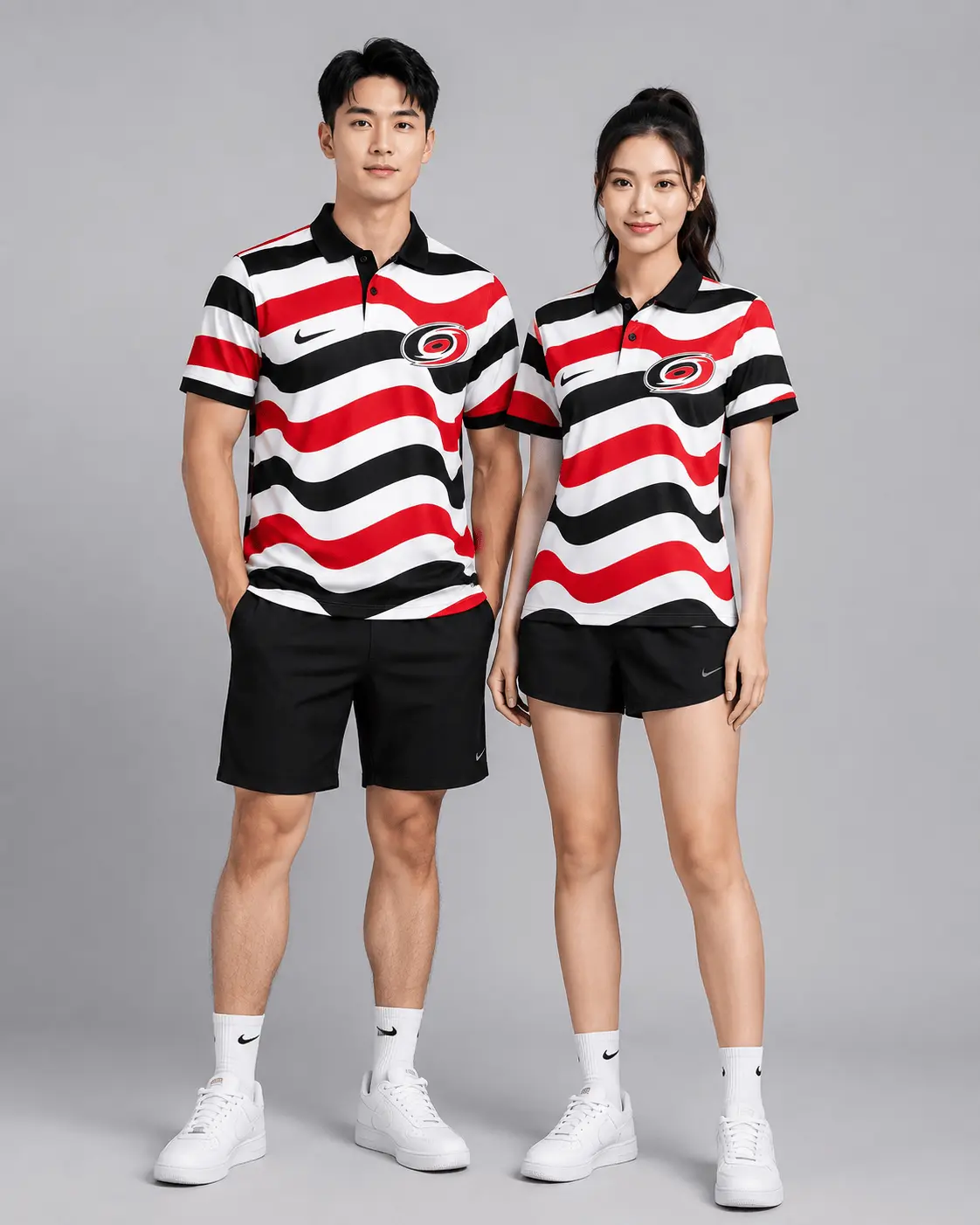 Carolina Hurricanes | Premium NHL Retro Wavy Stripe Short Sleeve Polo Shirt NDN - Image 2