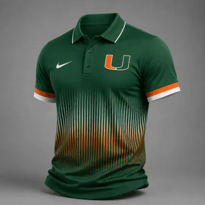 Miami Hurricanes | Premium NCAA Performance Wave Stripe Polo Shirt