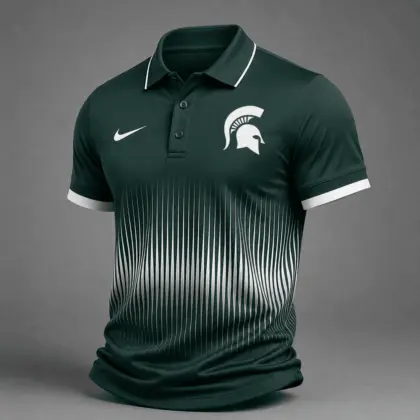 Michigan State Spartans | Premium NCAA Performance Wave Stripe Polo Shirt