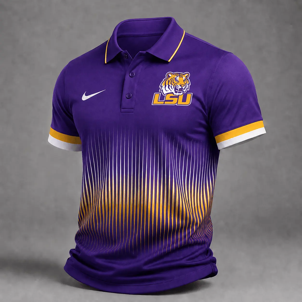 LSU Tigers | Premium NCAA Performance Wave Stripe Polo Shirt