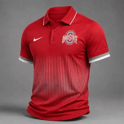 Ohio State Buckeyes | Premium NCAA Performance Wave Stripe Polo Shirt