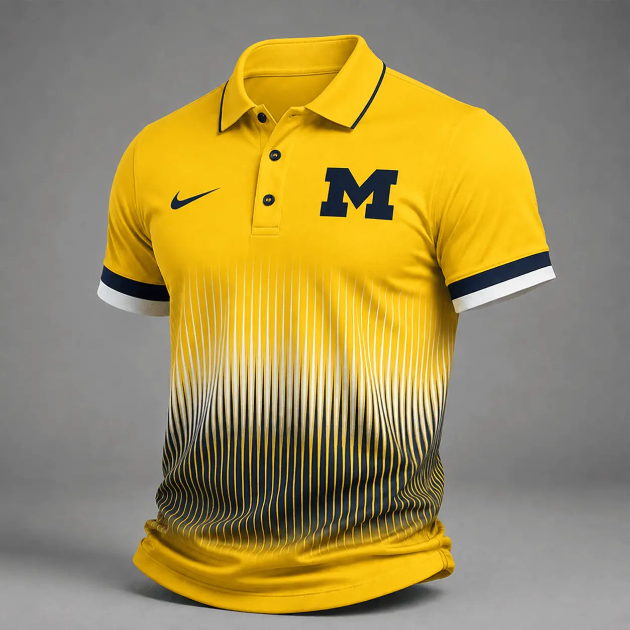 Michigan Wolverines | Premium NCAA Performance Wave Stripe Polo Shirt
