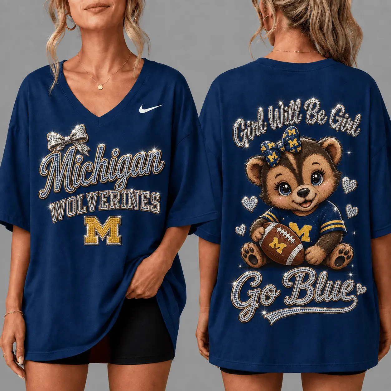 Michigan Wolverines | Premium NCAA Girl Power Comfort V-neck NY