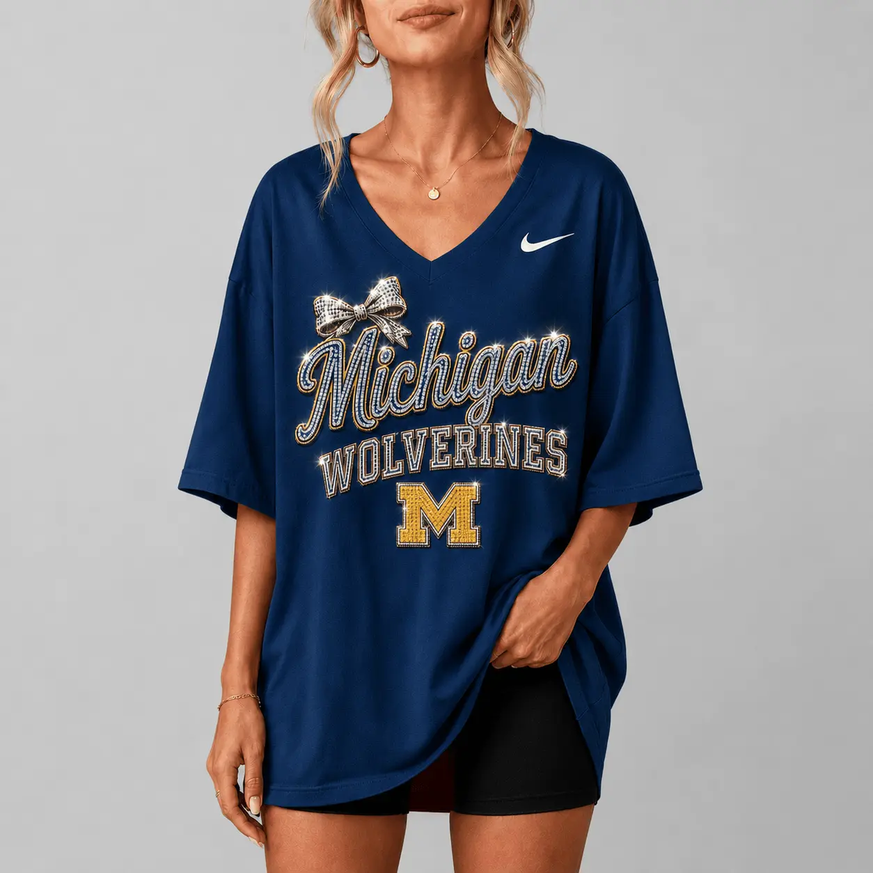 Michigan Wolverines | Premium NCAA Girl Power Comfort V-neck NY - Image 2