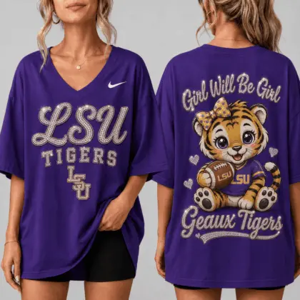 LSU Tigers | Premium NCAA Girl Power Comfort V-neck NY