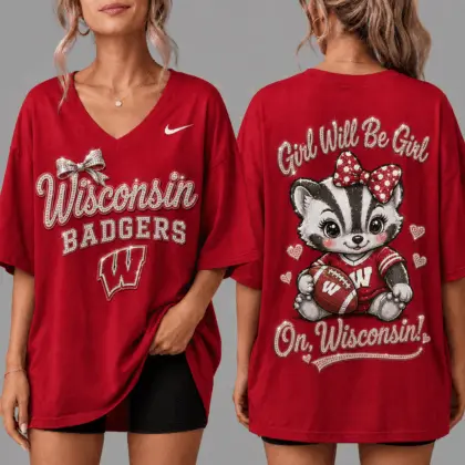 Wisconsin Badgers | Premium NCAA Girl Power Comfort V-neck NY