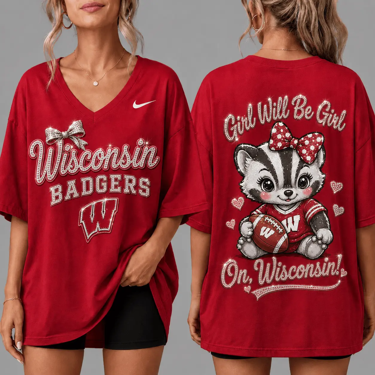 Wisconsin Badgers | Premium NCAA Girl Power Comfort V-neck NY