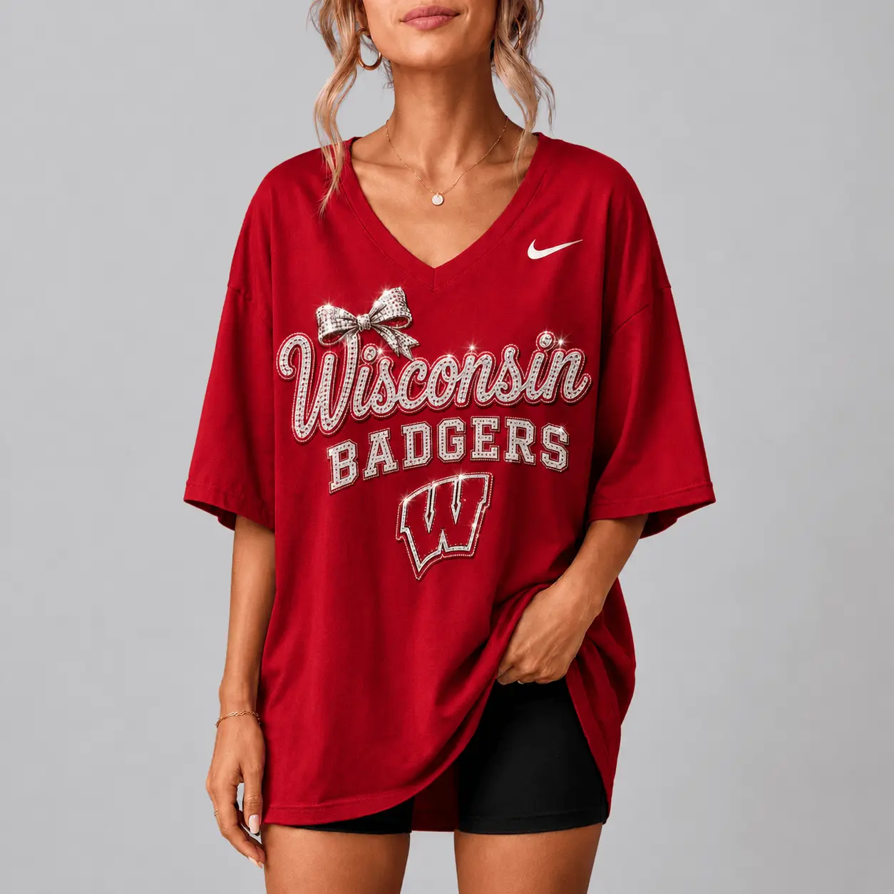 Wisconsin Badgers | Premium NCAA Girl Power Comfort V-neck NY - Image 2