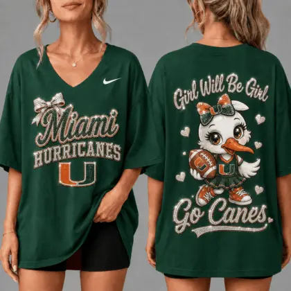 Miami Hurricanes | Premium NCAA Girl Power Comfort V-neck NY