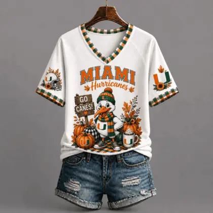 Miami Hurricanes | Premium NCAA Autumn Game Day V-Neck TD