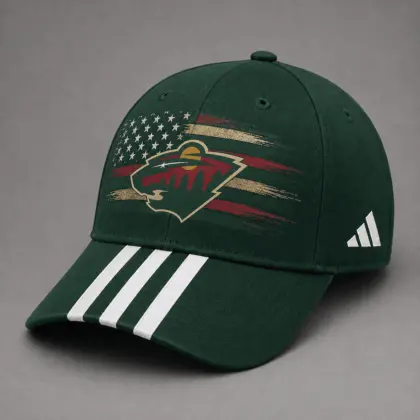 Minnesota Wild | Premium NHL Vintage American Flag Stripe Sports Cap NDN