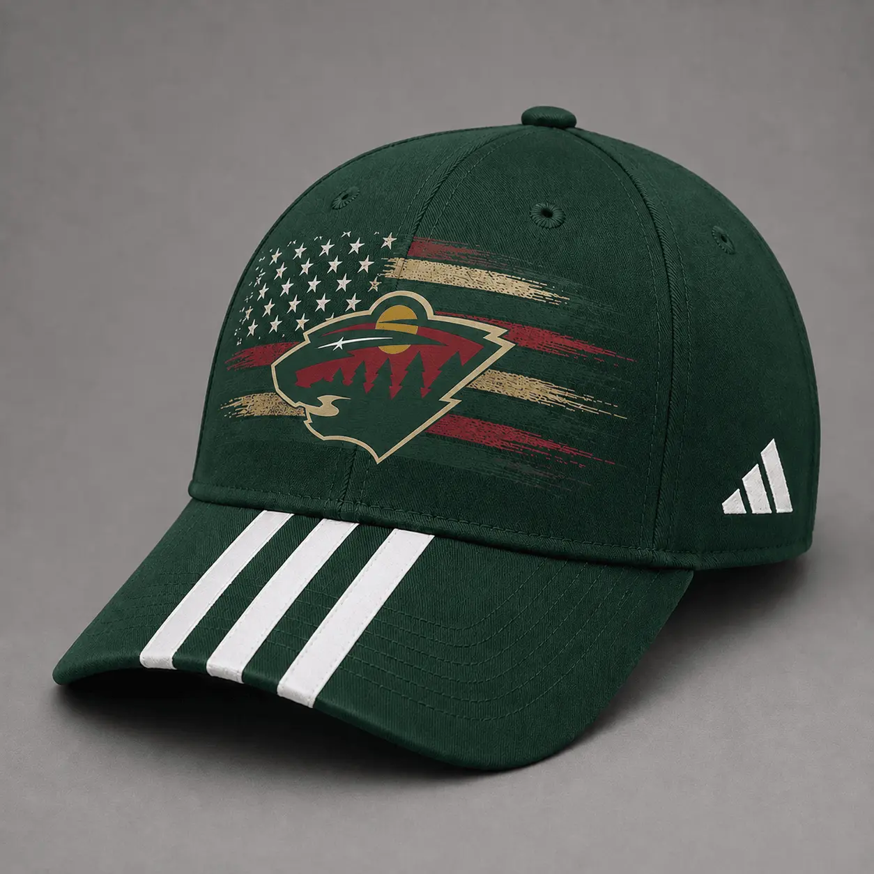 Minnesota Wild | Premium NHL Vintage American Flag Stripe Sports Cap NDN