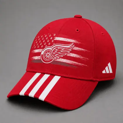 Detroit Red Wings | Premium NHL Vintage American Flag Stripe Sports Cap NDN