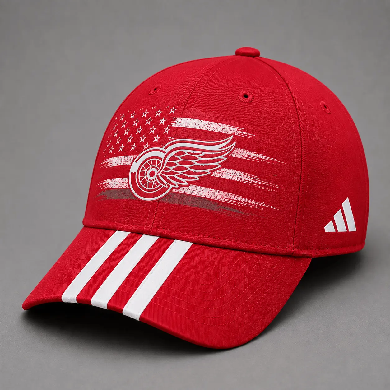 Detroit Red Wings | Premium NHL Vintage American Flag Stripe Sports Cap NDN