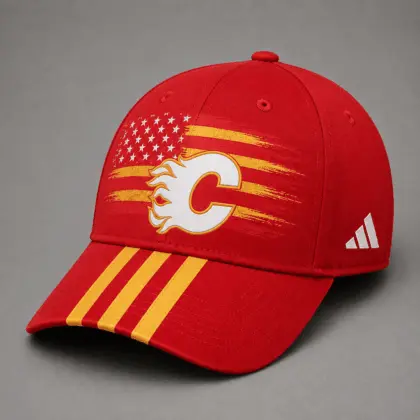 Calgary Flames | Premium NHL Vintage American Flag Stripe Sports Cap NDN