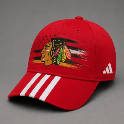 Chicago Blackhawks | Premium NHL Vintage American Flag Stripe Sports Cap NDN