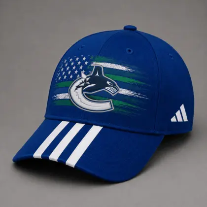 Vancouver Canucks | Premium NHL Vintage American Flag Stripe Sports Cap NDN