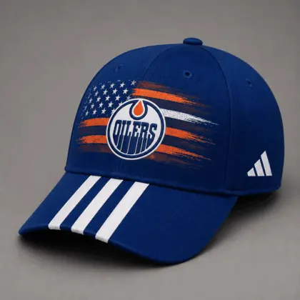 Edmonton Oilers | Premium NHL Vintage American Flag Stripe Sports Cap NDN