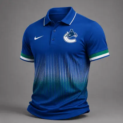Vancouver Canucks | Premium NHL Gradient Pinstripe Performance Polo Shirt NDN