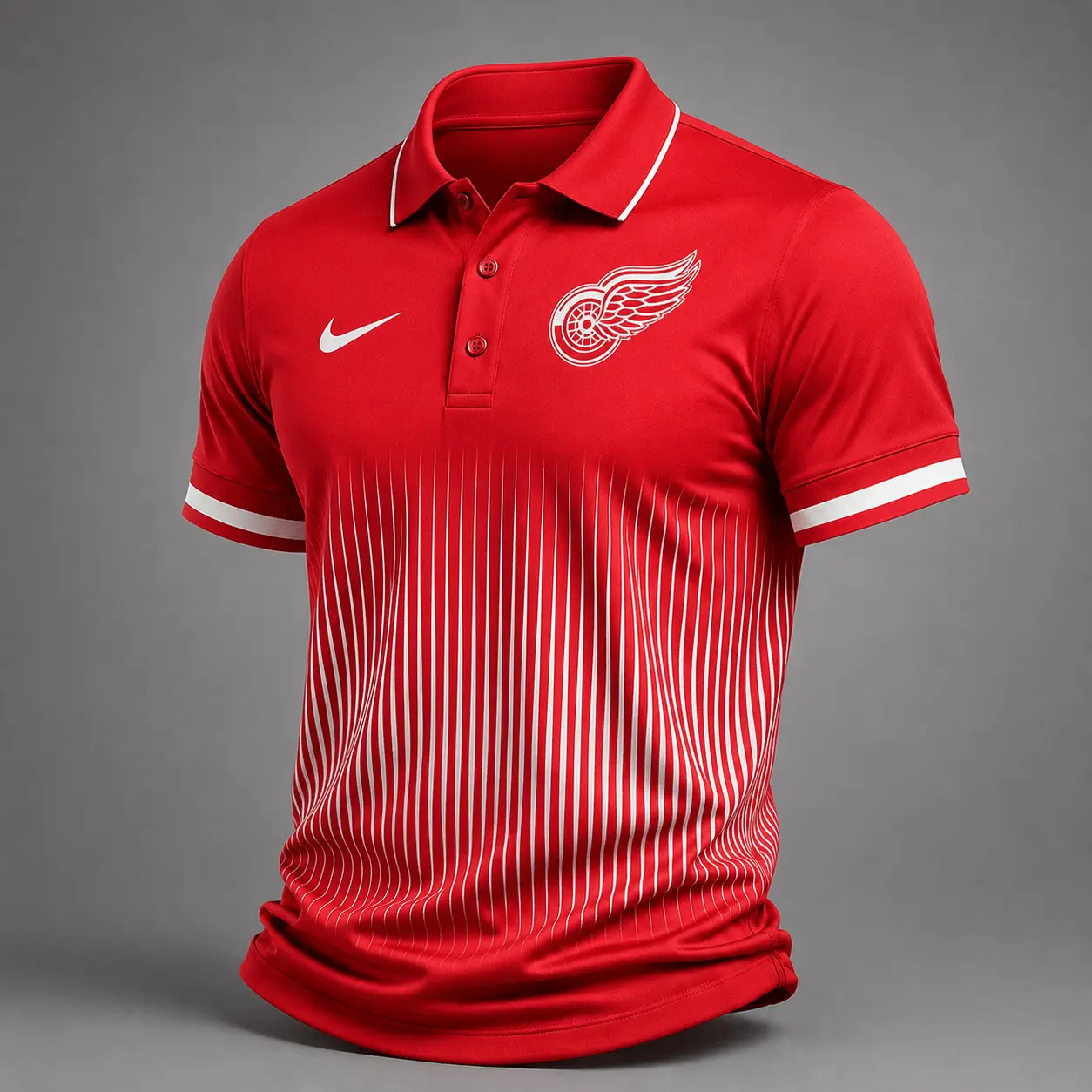 Detroit Red Wings | Premium NHL Gradient Pinstripe Performance Polo Shirt NDN
