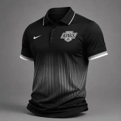 Los Angeles Kings | Premium NHL Gradient Pinstripe Performance Polo Shirt NDN