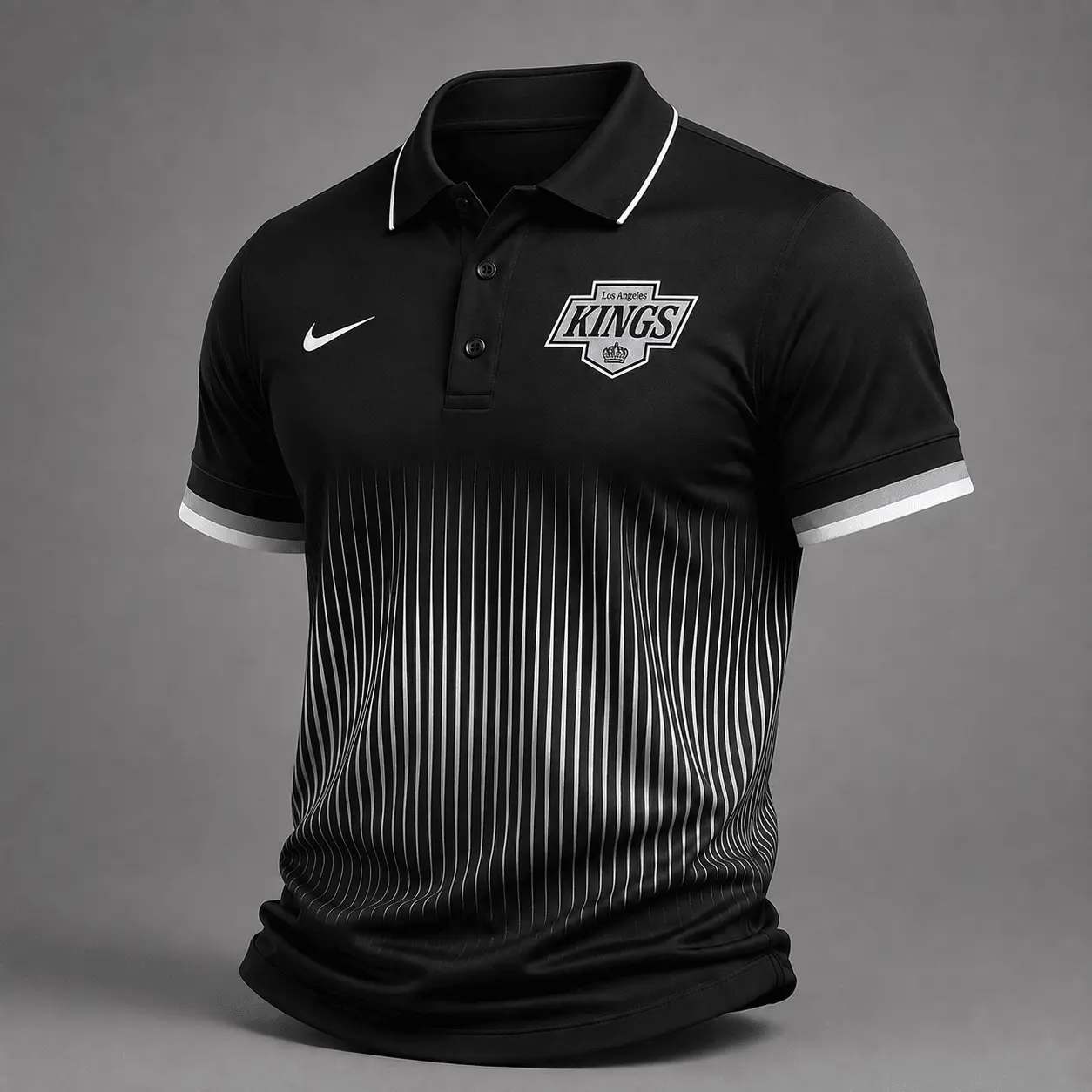 Los Angeles Kings | Premium NHL Gradient Pinstripe Performance Polo Shirt NDN