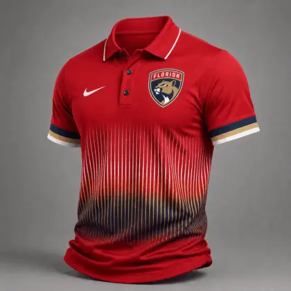 Florida Panthers | Premium NHL Gradient Pinstripe Performance Polo Shirt NDN