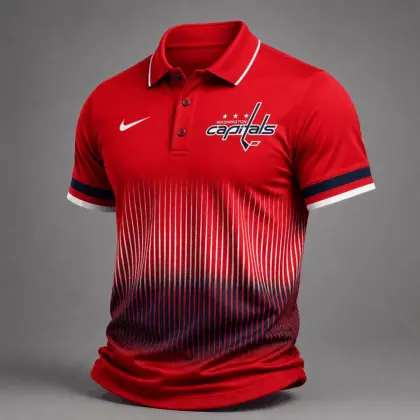 Washington Capitals | Premium NHL Gradient Pinstripe Performance Polo Shirt NDN