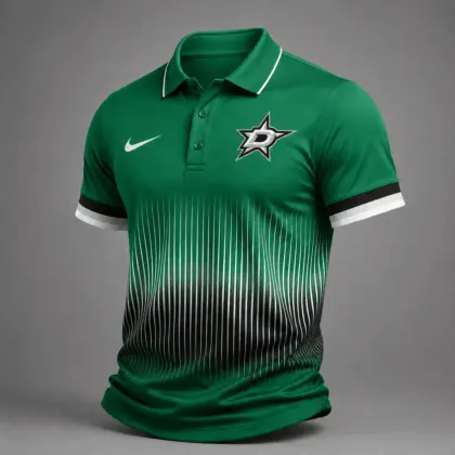 Dallas Stars | Premium NHL Gradient Pinstripe Performance Polo Shirt NDN