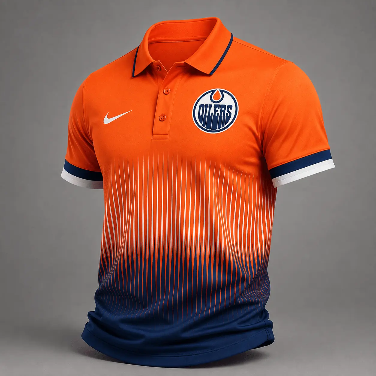 Edmonton Oilers | Premium NHL Gradient Pinstripe Performance Polo Shirt NDN
